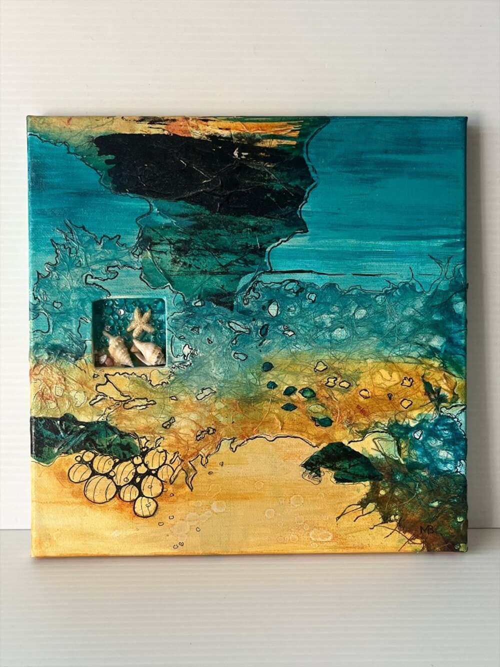Marilyn Bachelor Signed Original 3D Mixed Media Artwork "Buried Treasure #1"